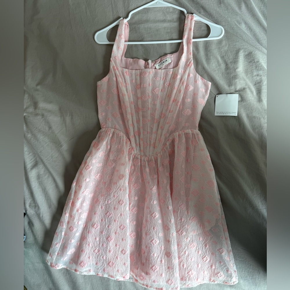 Storia Pink Textured Mini Dress